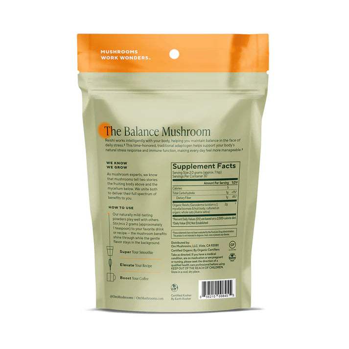 Om Mushroom Superfood - Reishi Organic Mushroom Powder - 100g - 50 Servings image 4
