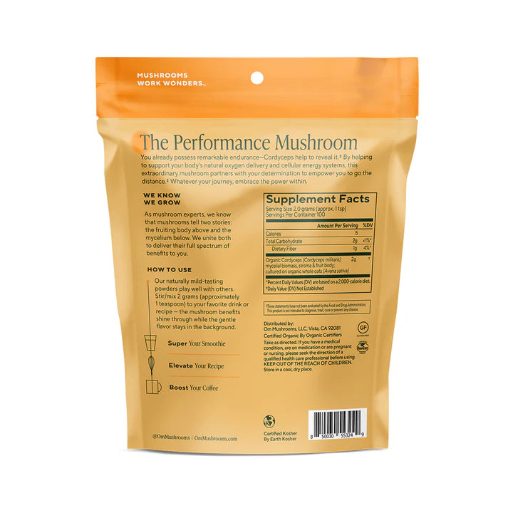 Om Mushroom Superfood - Cordyceps Organic Mushroom Powder - 100g - 50 Servings image 1