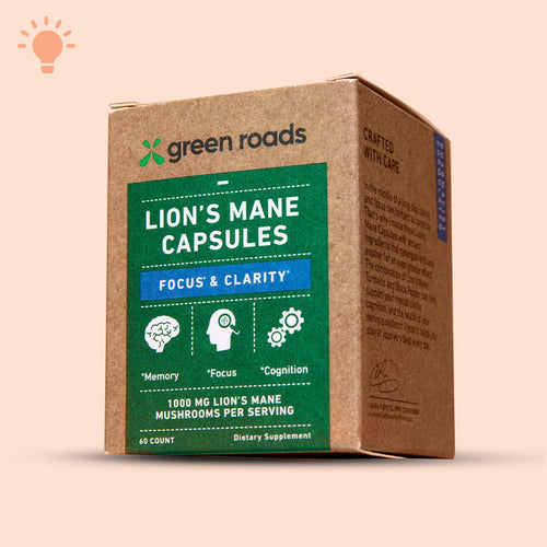 Green Roads - Lion's Mane Focus + Clarity Mushroom Capsules - 60ct - 1000mg Lion's Mane per Serving - 30 Servings image 0