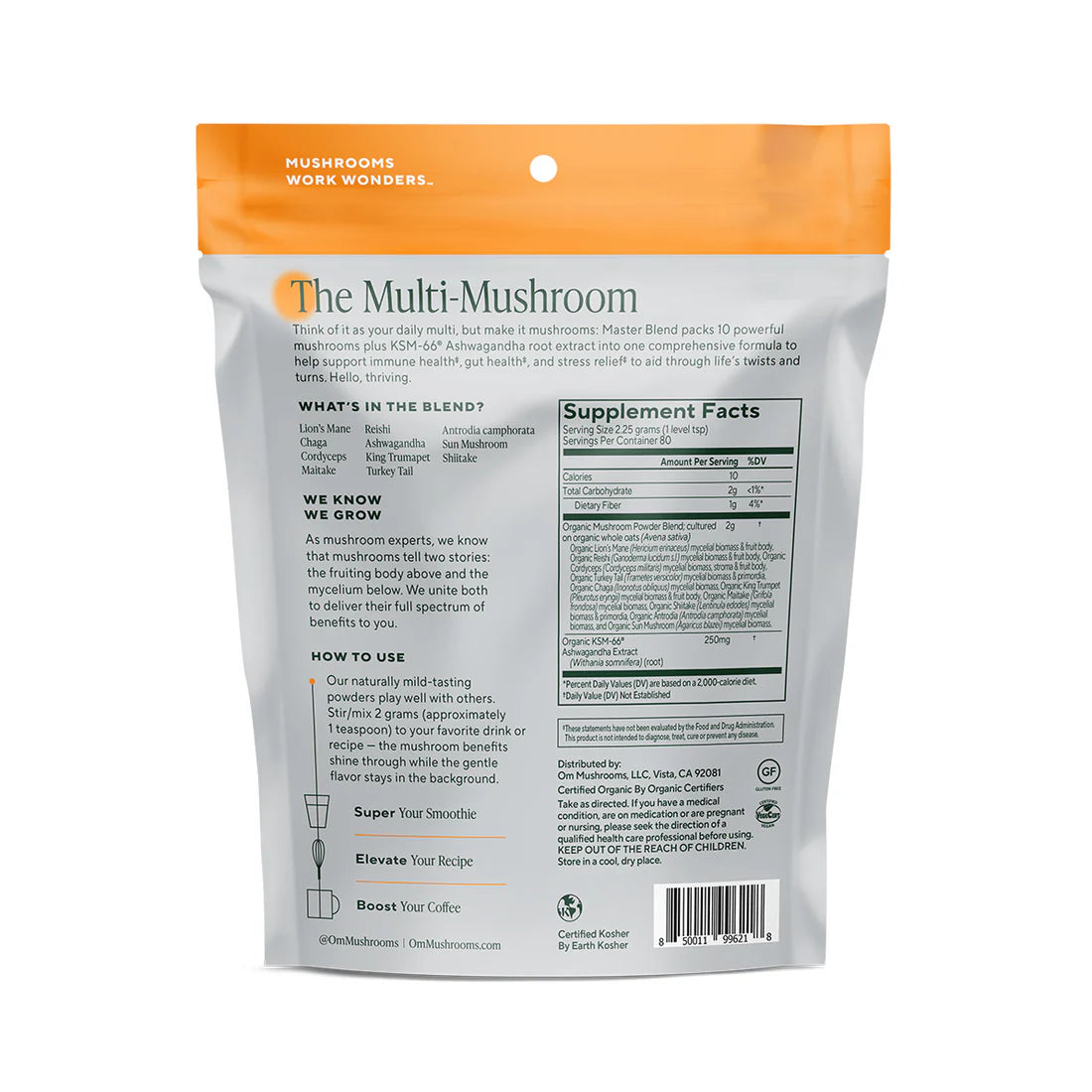 Om Mushroom Superfood - Master Blend Organic Mushroom Powder - 90g - 40 Servings image 4