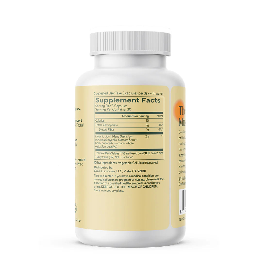 Om Mushroom Superfood - Lion’s Mane Mushroom Capsules - 90ct - 30 Servings image 1