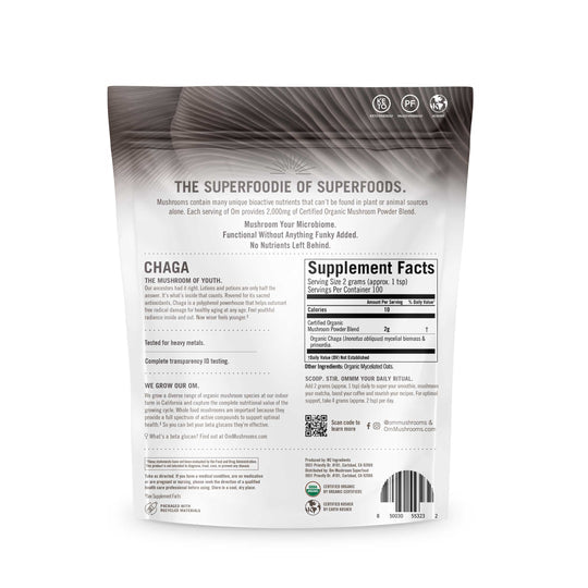 Om Mushroom Superfood - Chaga Organic Mushroom Powder - 200g - 100 Servings image 5