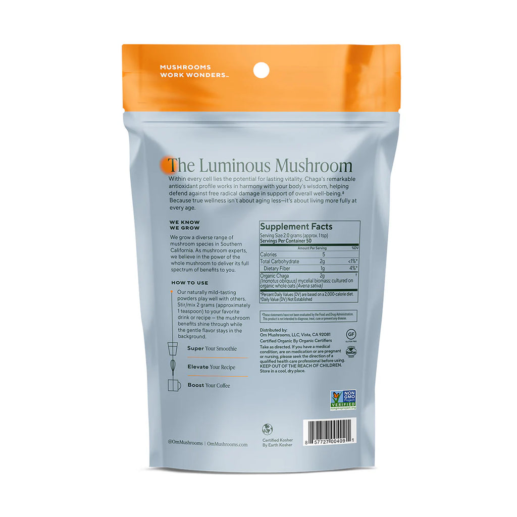 Om Mushroom Superfood - Chaga Organic Mushroom Powder - 60g - 30 Servings image 2