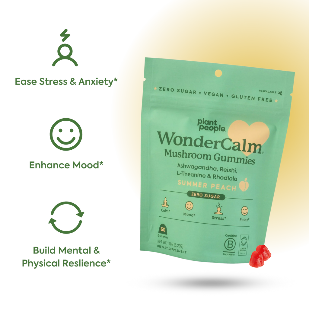 Plant People - WonderCalm Mushroom Gummies - Summer Peach - 60ct - 200mg per Serving - 30 Servings image 5