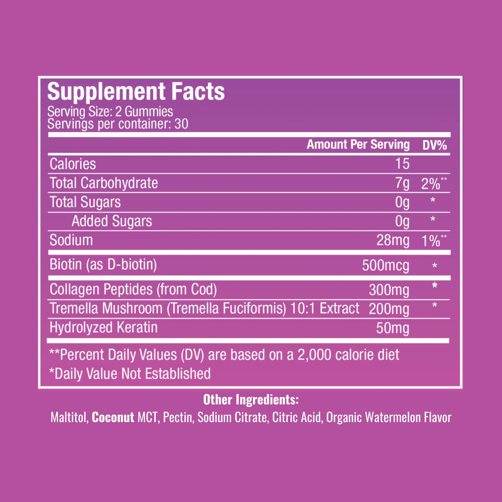 Plant People - WonderBeauty Mushroom Gummies - Watermelon - 60ct - 300mg per serving - 30 Servings image 5