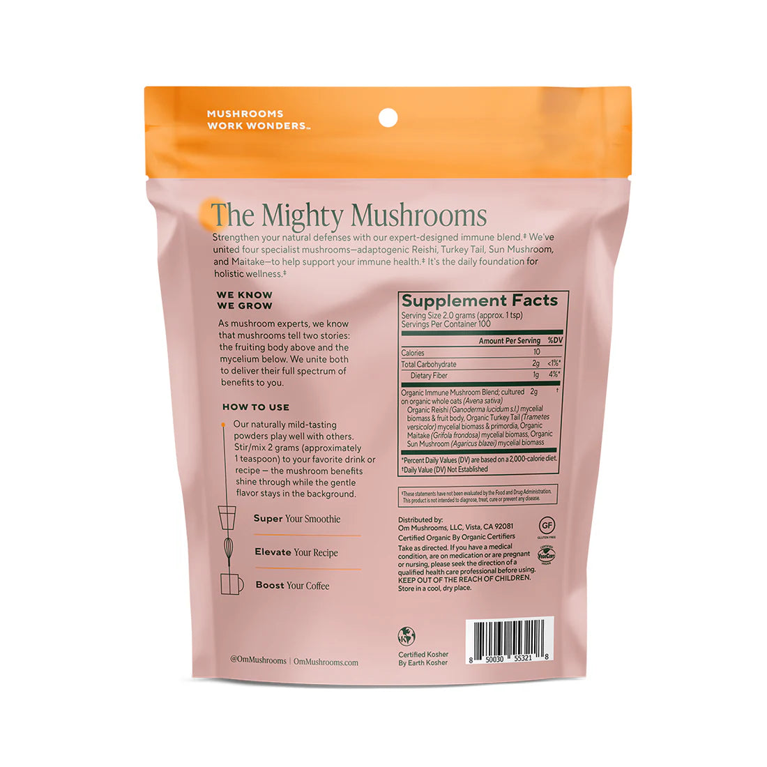 Om Mushroom Superfood - Immune Blend Organic Mushroom Powder - 200g - 100 Servings image 3