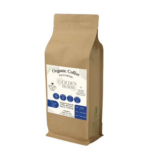 Golden Bloom Wellness - Organic Honduran Marcala Coffee - Lion's Mane + Cordyceps - Medium Roast - 12oz - 15 Servings image 0