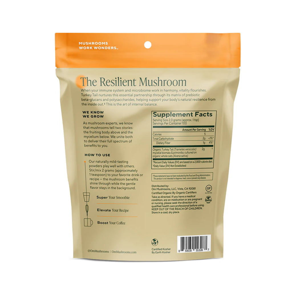 Om Mushroom Superfood - Turkey Tail Organic Mushroom Powder - 200g - 100 Servings image 3