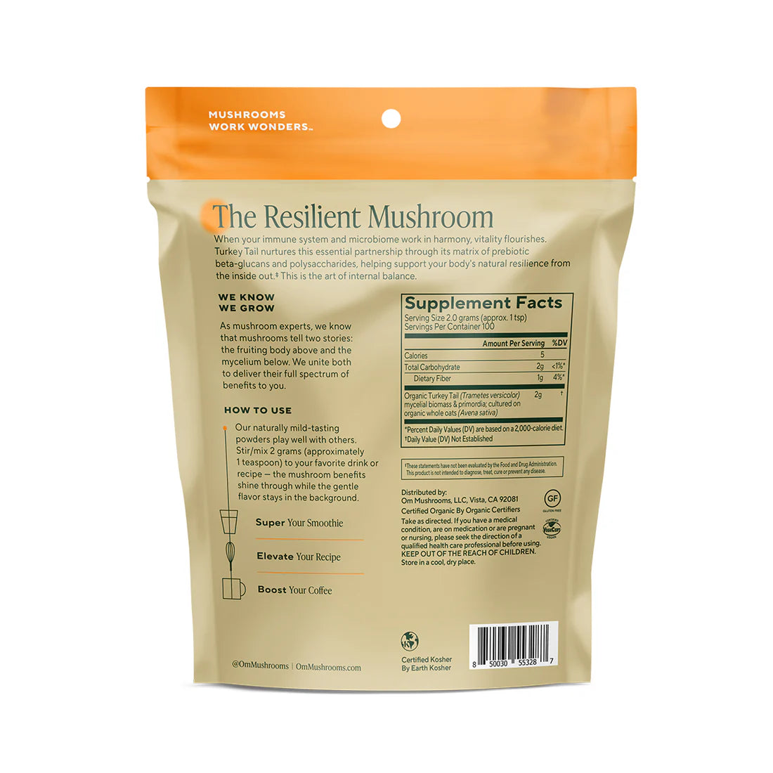 Om Mushroom Superfood - Turkey Tail Organic Mushroom Powder - 200g - 100 Servings image 3