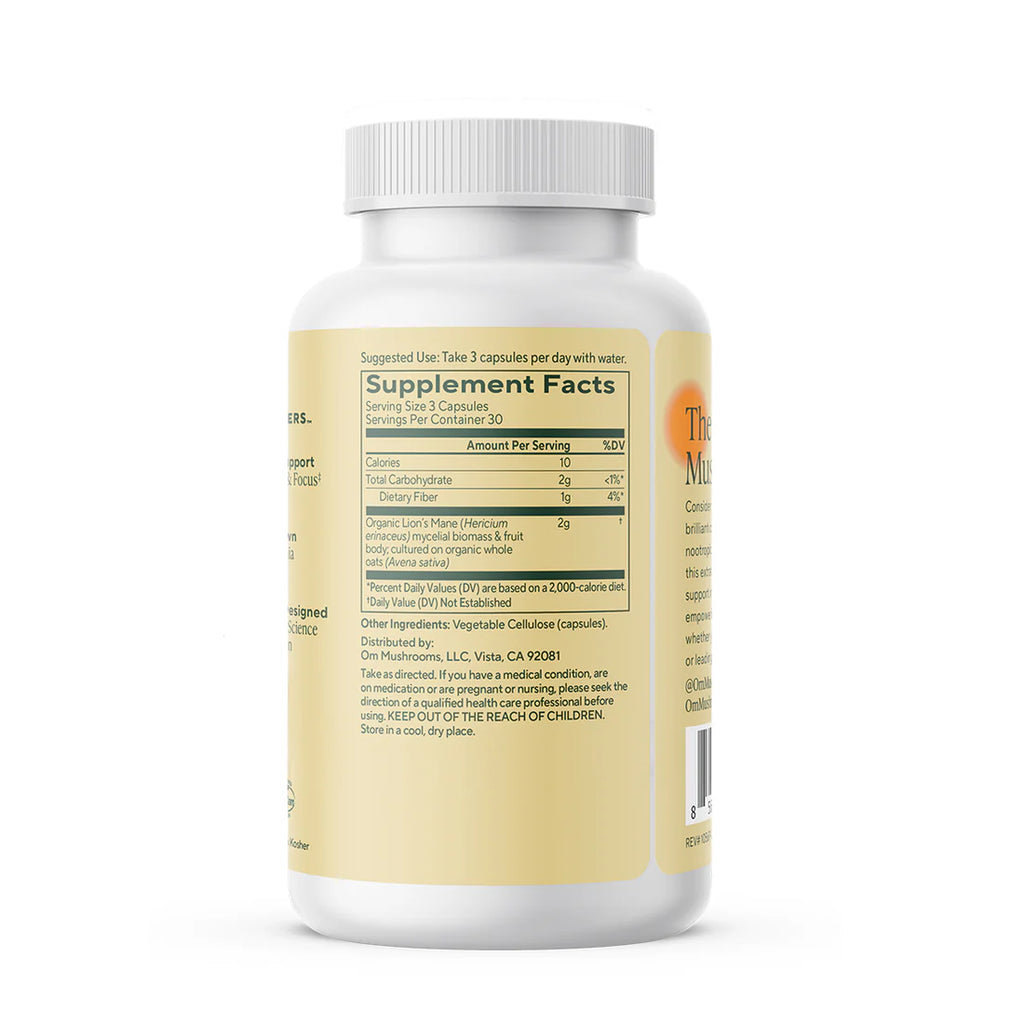 Om Mushroom Superfood - Lion’s Mane Mushroom Capsules - 180ct - 60 Servings image 1