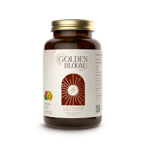 Golden Bloom Wellness - Performance Cordyceps Mushroom Gummies - Assorted Fruit - 30ct - 30 Servings image 1