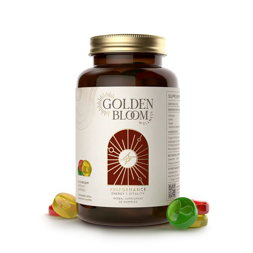 Golden Bloom Wellness - Performance Cordyceps Mushroom Gummies - Assorted Fruit - 30ct - 30 Servings image 0