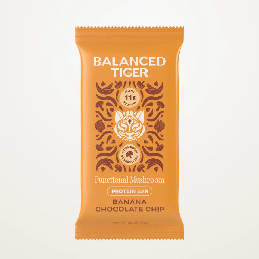 Balanced Tiger - Functional Mushroom Protein Bar - Banana Chocolate Chip - 12ct - 12 Servings