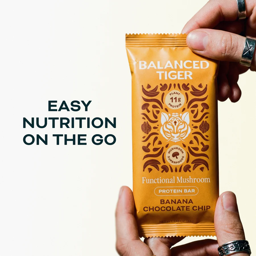 Balanced Tiger - Functional Mushroom Protein Bar - Banana Chocolate Chip - 12ct - 12 Servings
