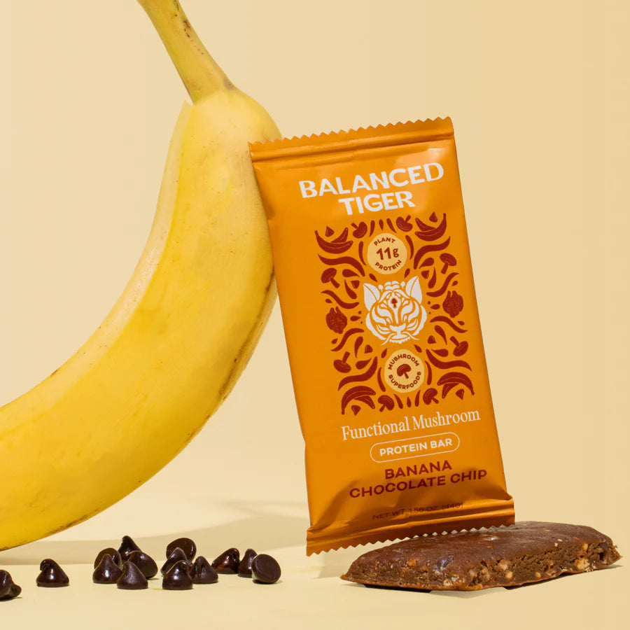 Balanced Tiger - Functional Mushroom Protein Bar - Banana Chocolate Chip - 12ct - 12 Servings