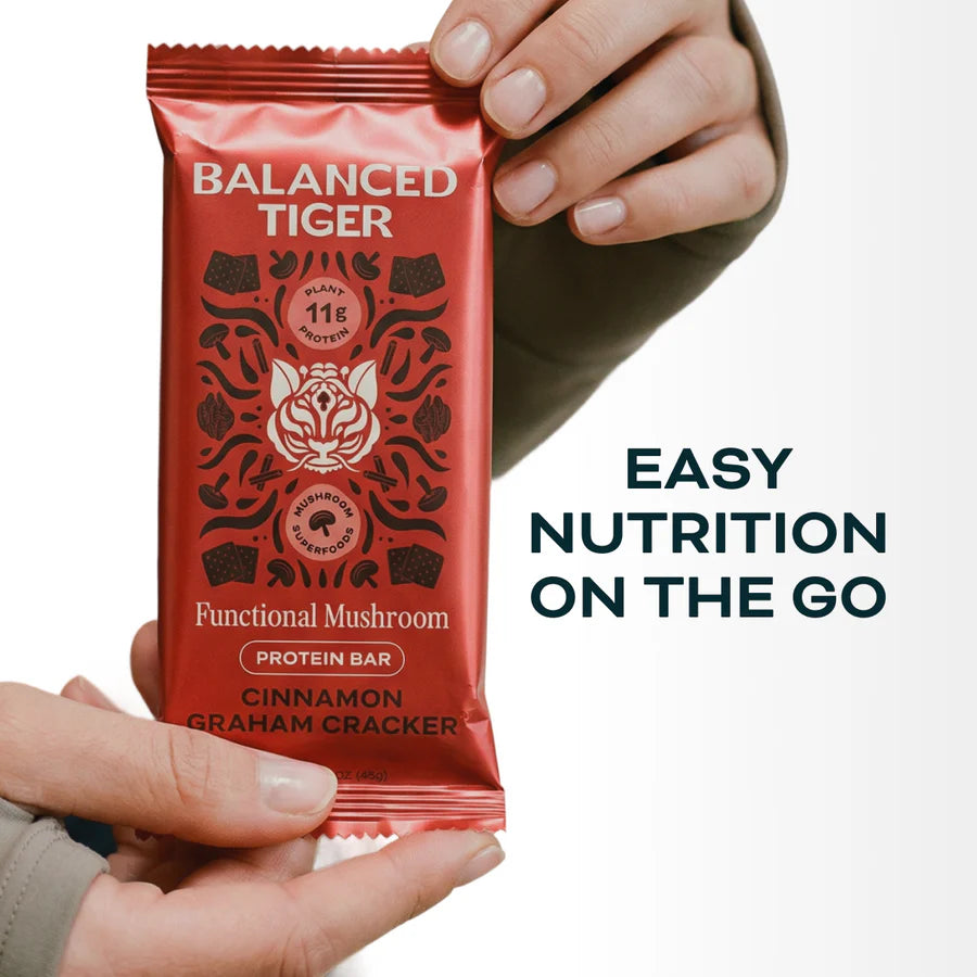 Balanced Tiger - Functional Mushroom Protein Bar - Cinnamon Graham Cracker - 12ct - 12 Servings