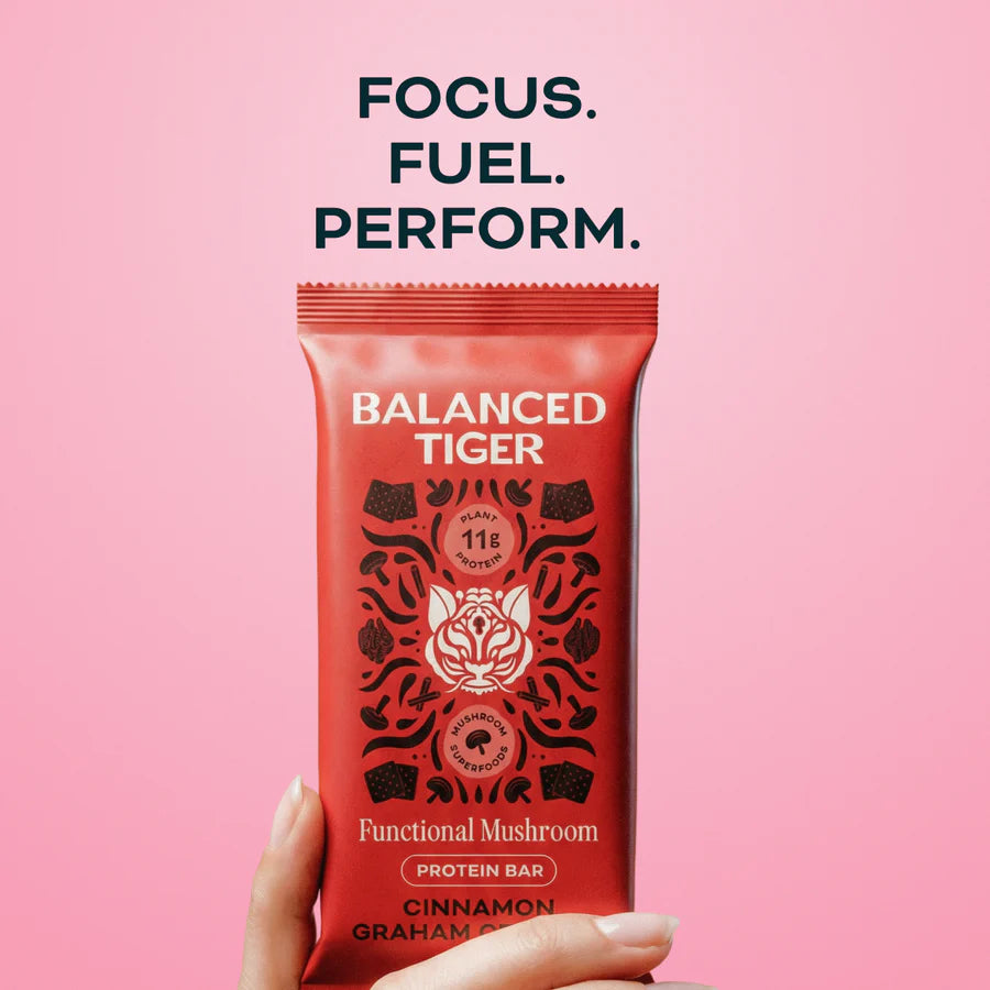 Balanced Tiger - Functional Mushroom Protein Bar - Cinnamon Graham Cracker - 12ct - 12 Servings