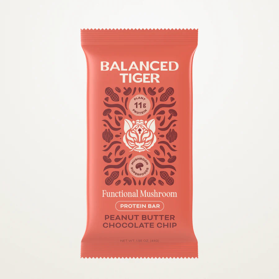 Balanced Tiger - Functional Mushroom Protein Bar - Peanut Butter Chocolate - 12ct - 12 Servings