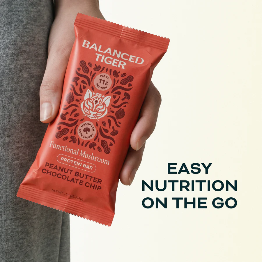 Balanced Tiger - Functional Mushroom Protein Bar - Peanut Butter Chocolate - 12ct - 12 Servings