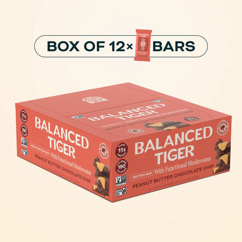 Balanced Tiger - Functional Mushroom Protein Bar - Peanut Butter Chocolate - 12ct - 12 Servings