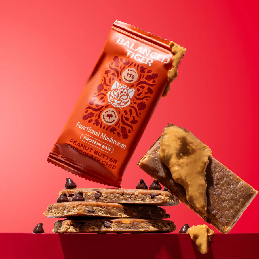 Balanced Tiger - Functional Mushroom Protein Bar - Peanut Butter Chocolate - 12ct - 12 Servings