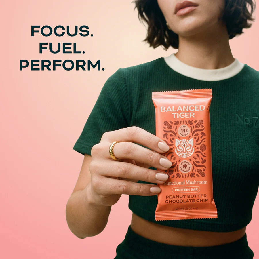Balanced Tiger - Functional Mushroom Protein Bar - Peanut Butter Chocolate - 12ct - 12 Servings