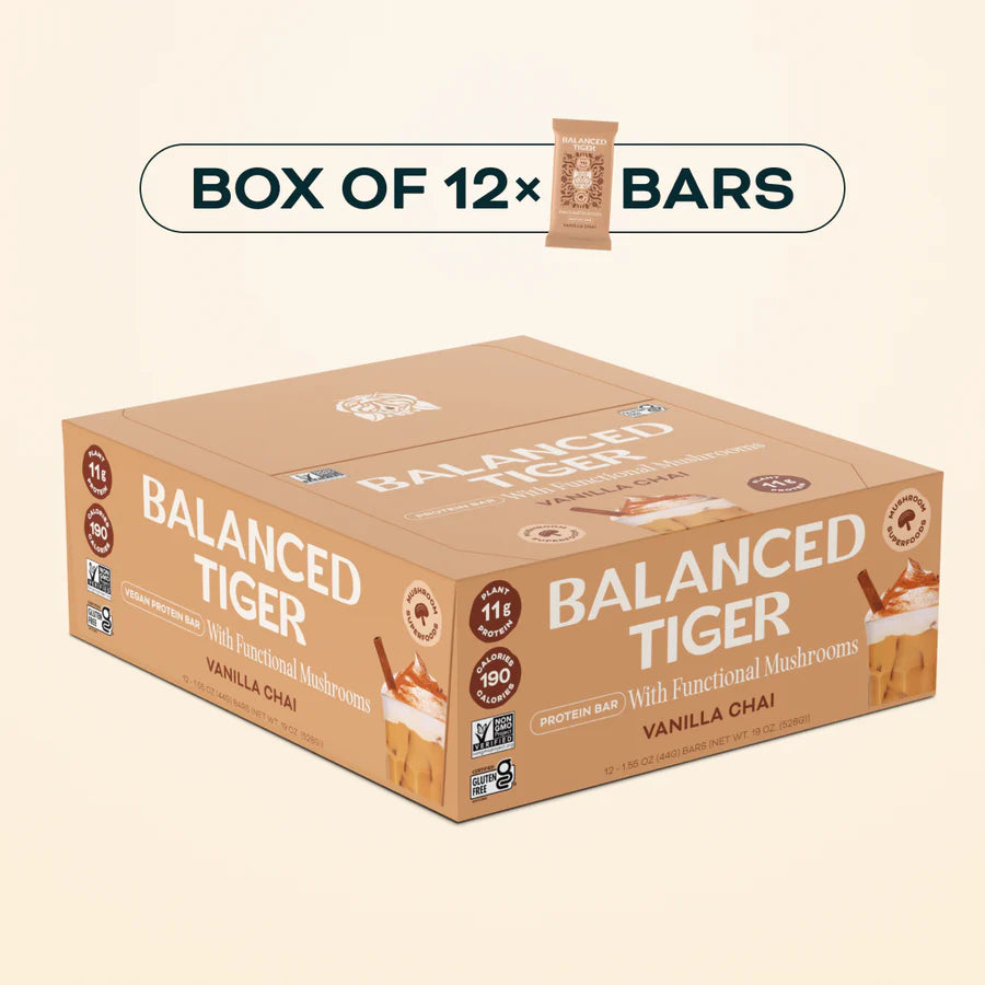 Balanced Tiger - Functional Mushroom Protein Bar - Vanilla Chai - 12ct - 12 Servings