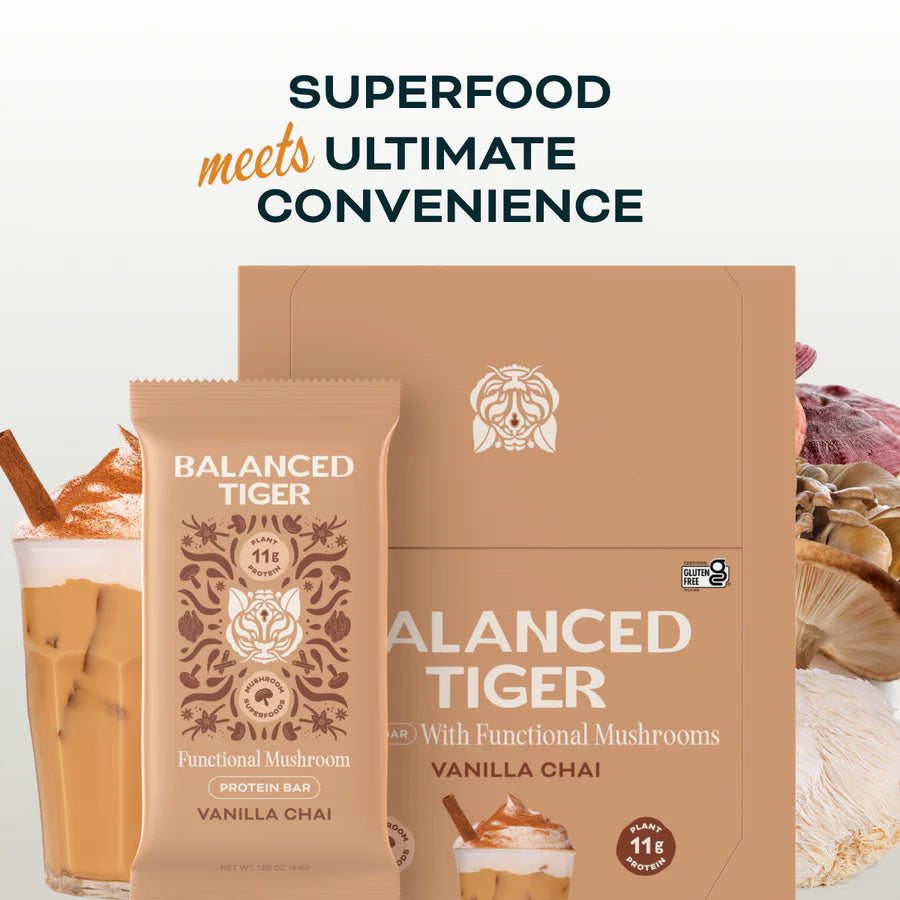 Balanced Tiger - Functional Mushroom Protein Bar - Vanilla Chai - 12ct - 12 Servings