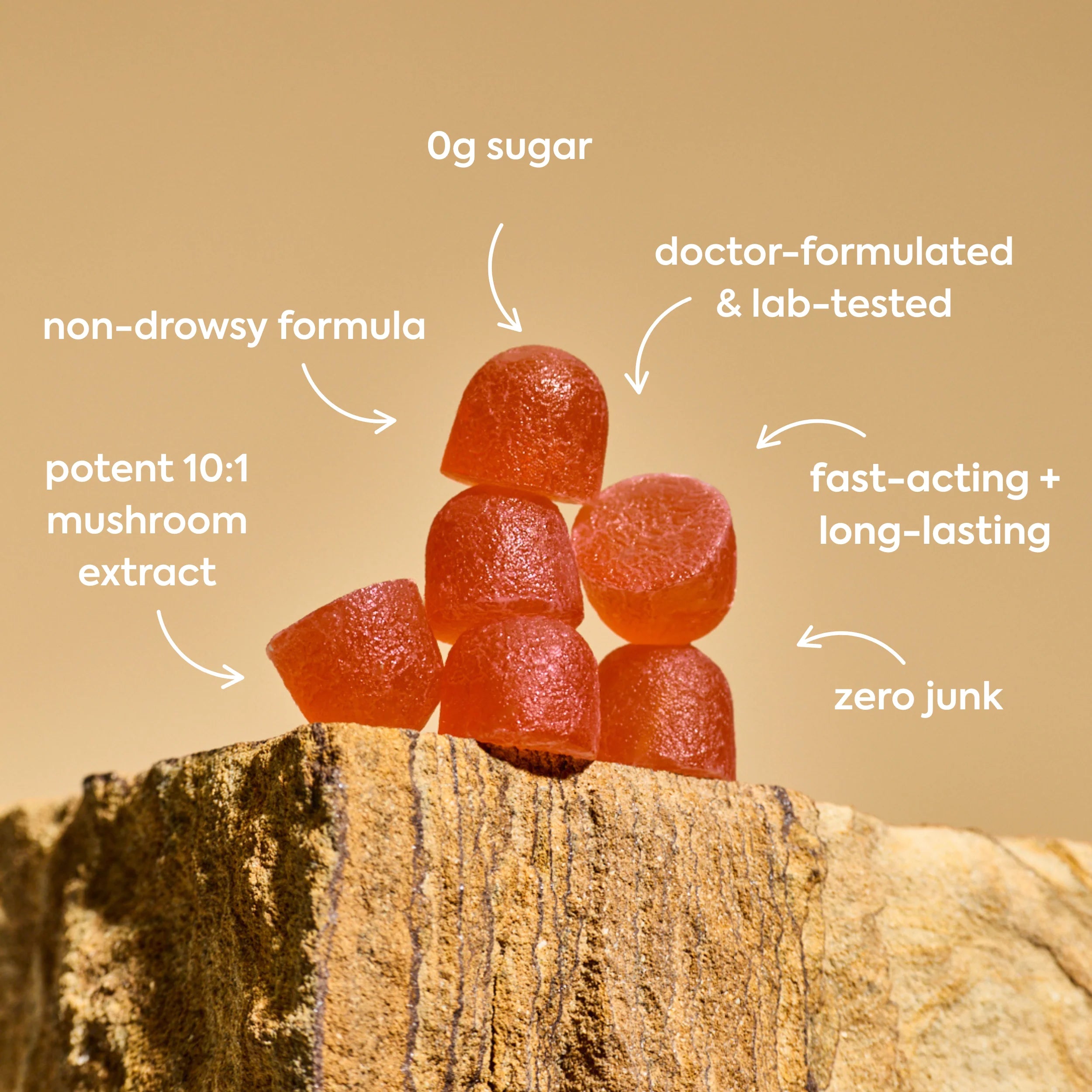Plant People - WonderCalm Mushroom Gummies - Summer Peach - 60ct - 200mg per Serving - 30 Servings