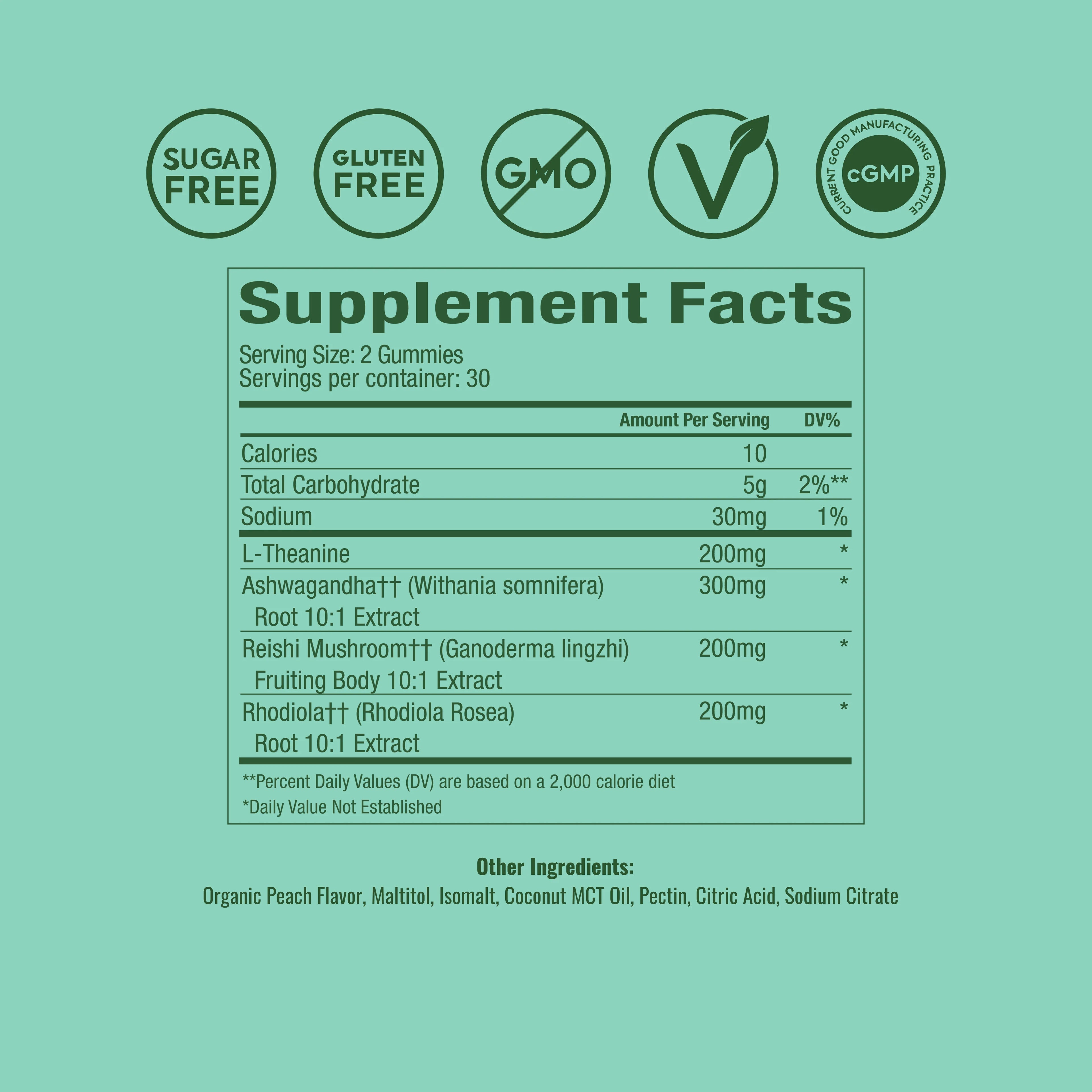 Plant People - WonderCalm Mushroom Gummies - Summer Peach - 60ct - 200mg per Serving - 30 Servings
