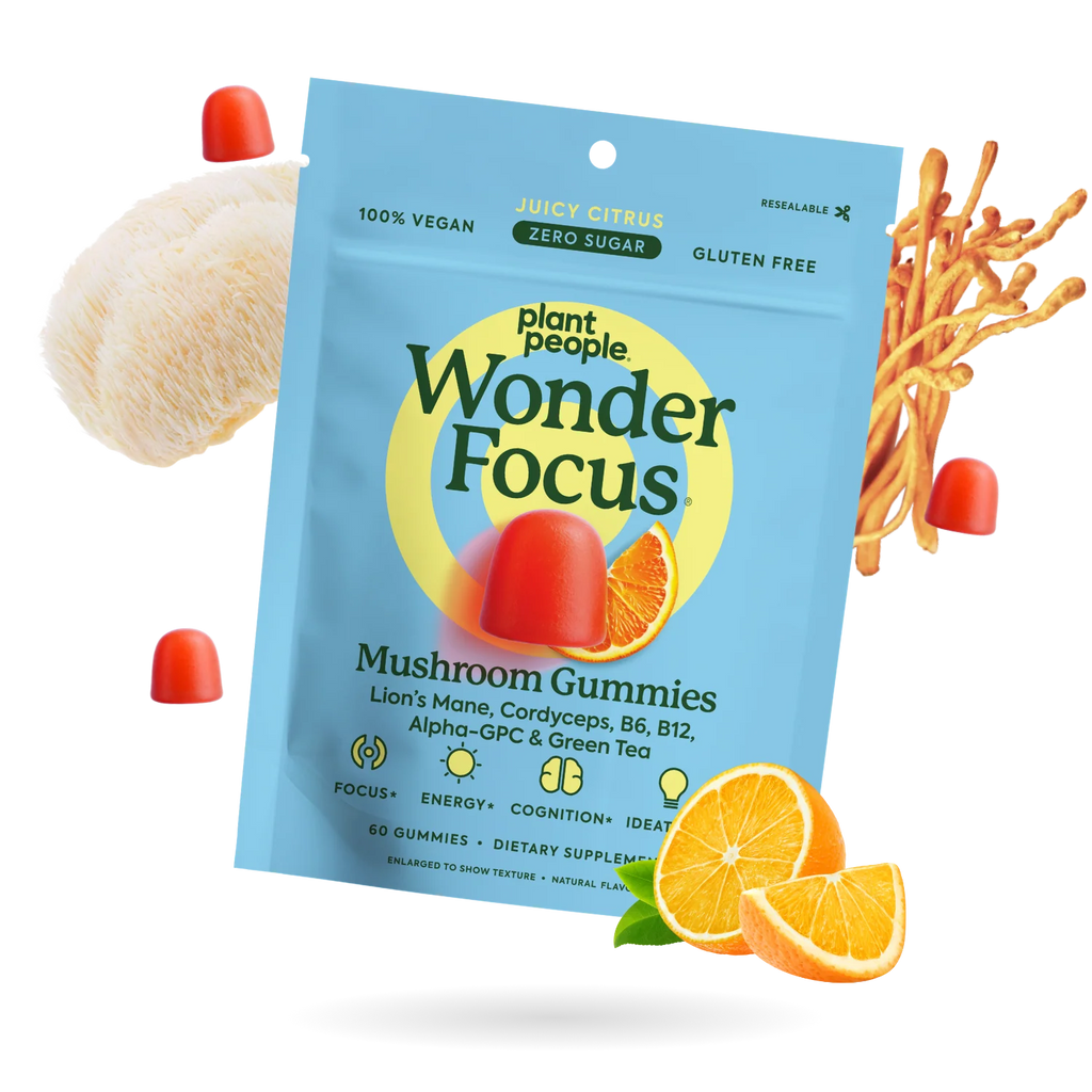 Plant People - WonderFocus Mushroom Gummies - Juicy Citrus - 60ct - 300mg per Serving - 30 Servings