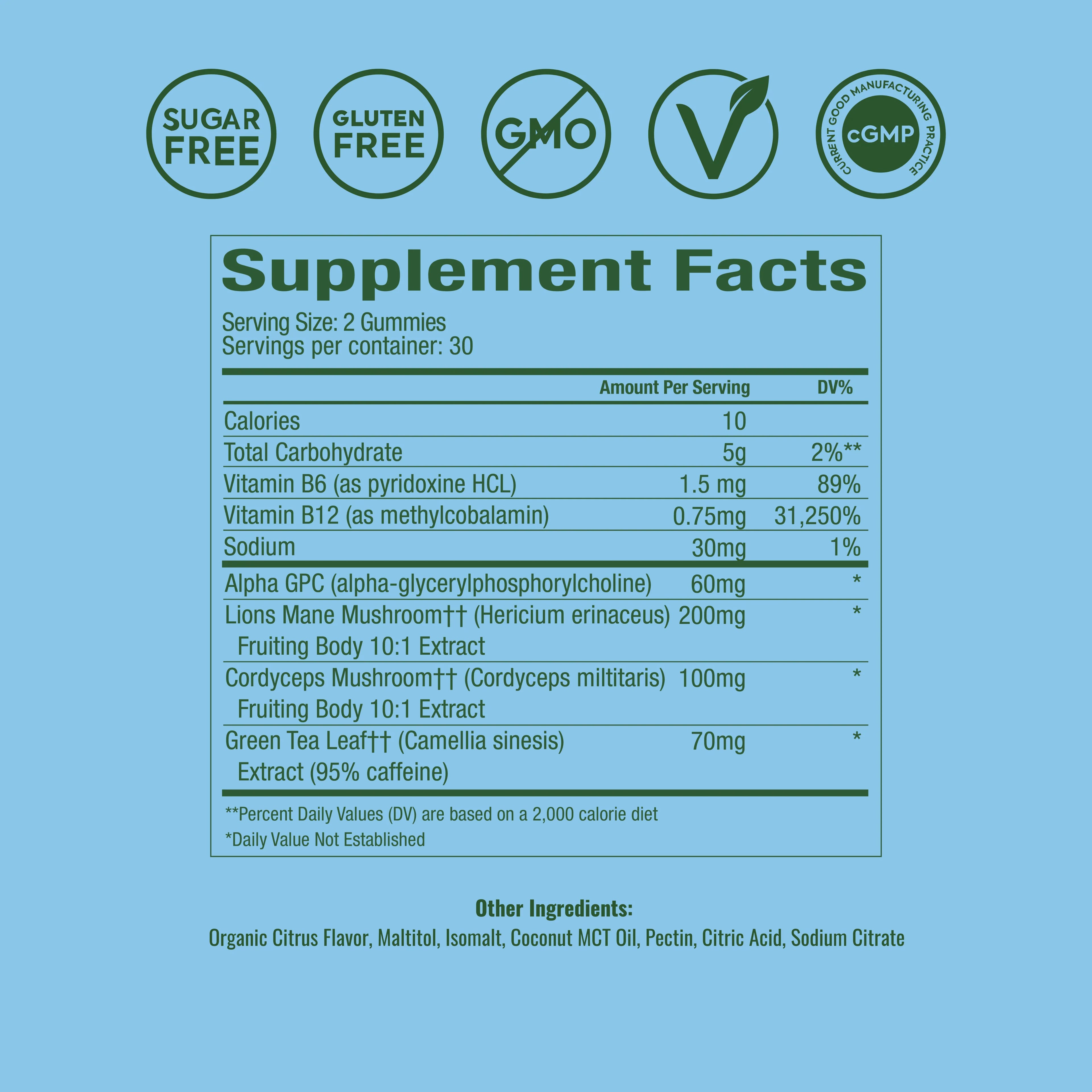Plant People - WonderFocus Mushroom Gummies - Juicy Citrus - 60ct - 300mg per Serving - 30 Servings