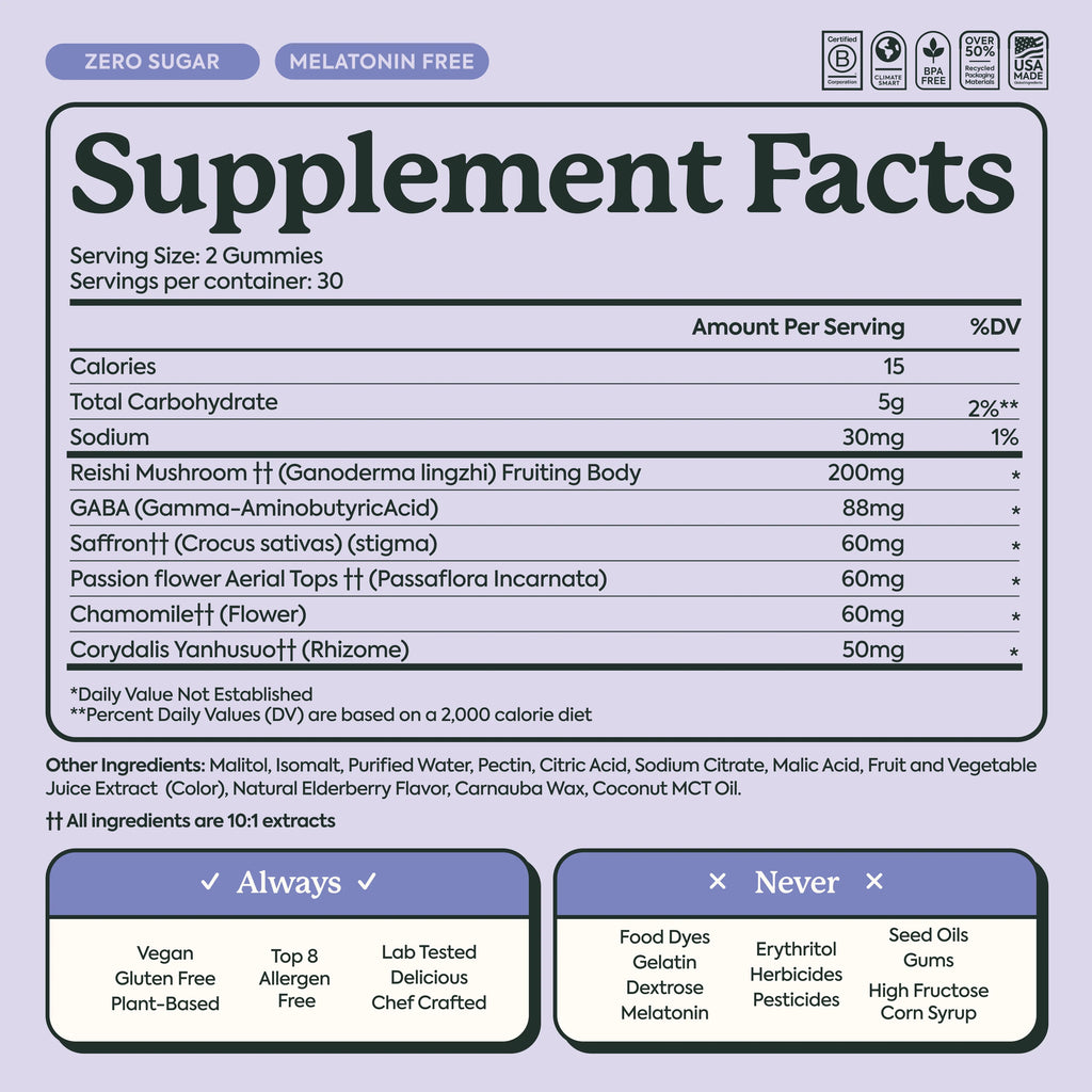 Plant People - WonderSleep Mushroom Gummies - Wild Elderberry - 60ct - 510mg per Serving - 30 Servings