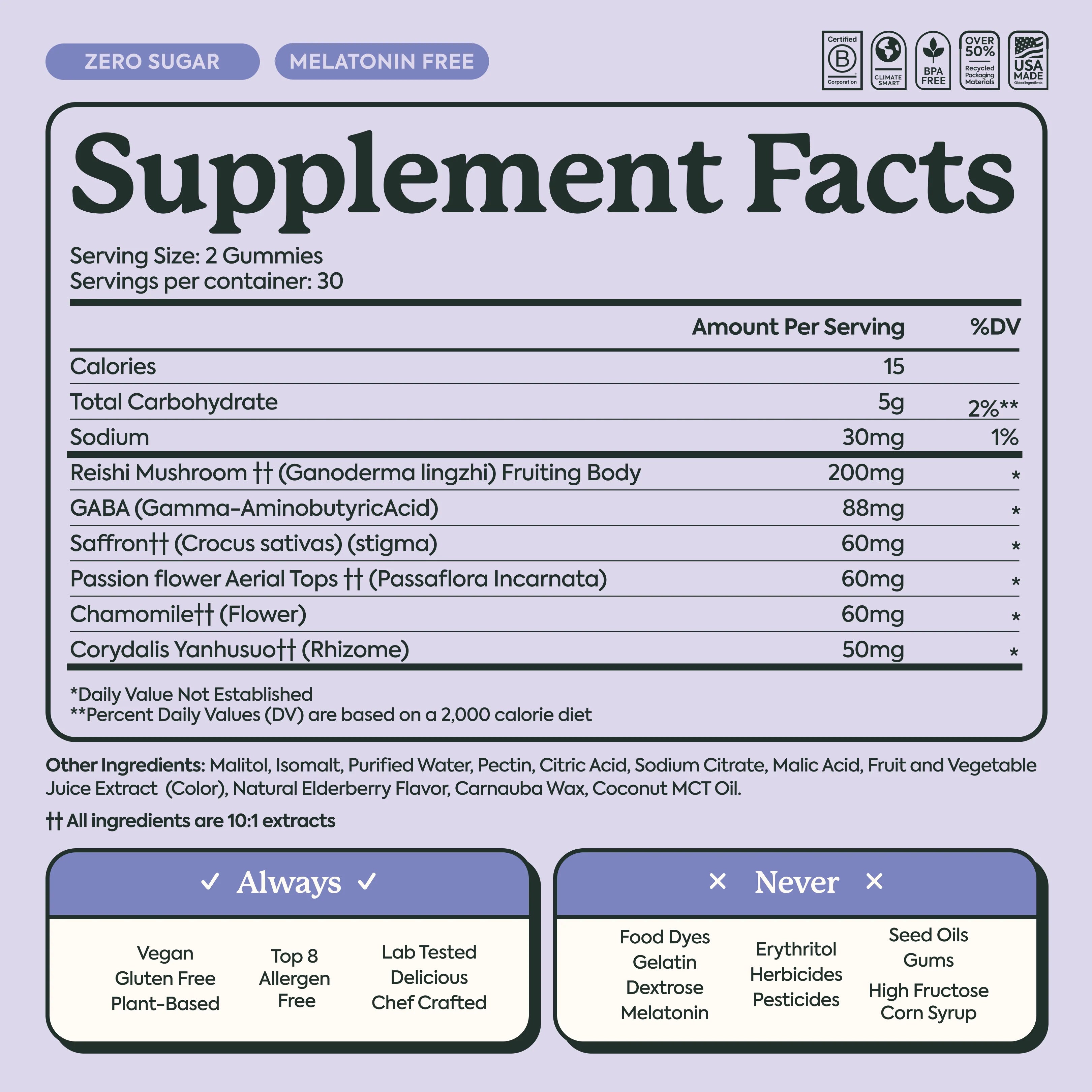Plant People - WonderSleep Mushroom Gummies - Wild Elderberry - 60ct - 510mg per Serving - 30 Servings