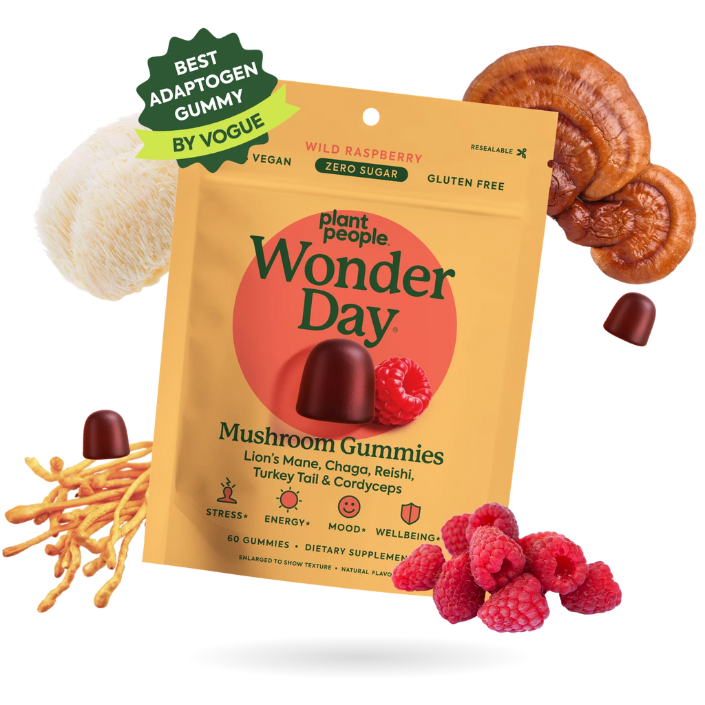 Plant People - WonderDay Mushroom Gummies - Wild Raspberry - 60ct - 2500mg per Serving - 30 Servings