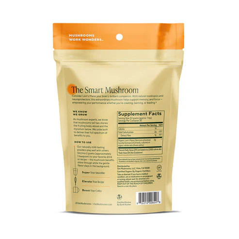 Om Mushroom Superfood - Lion’s Mane Organic Mushroom Powder - 100g - 50 Servings image 1