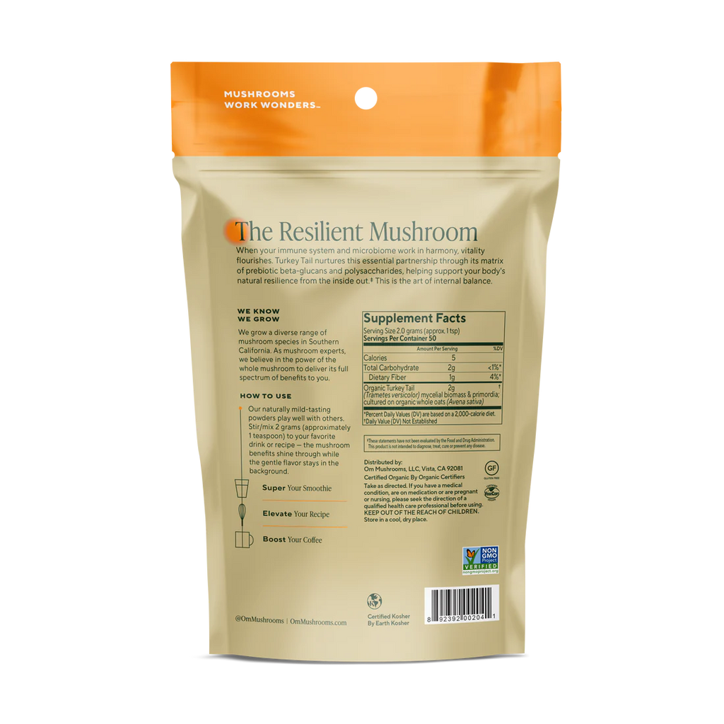 Om Mushroom Superfood - Turkey Tail Organic Mushroom Powder - 200g - 100 Servings image 1