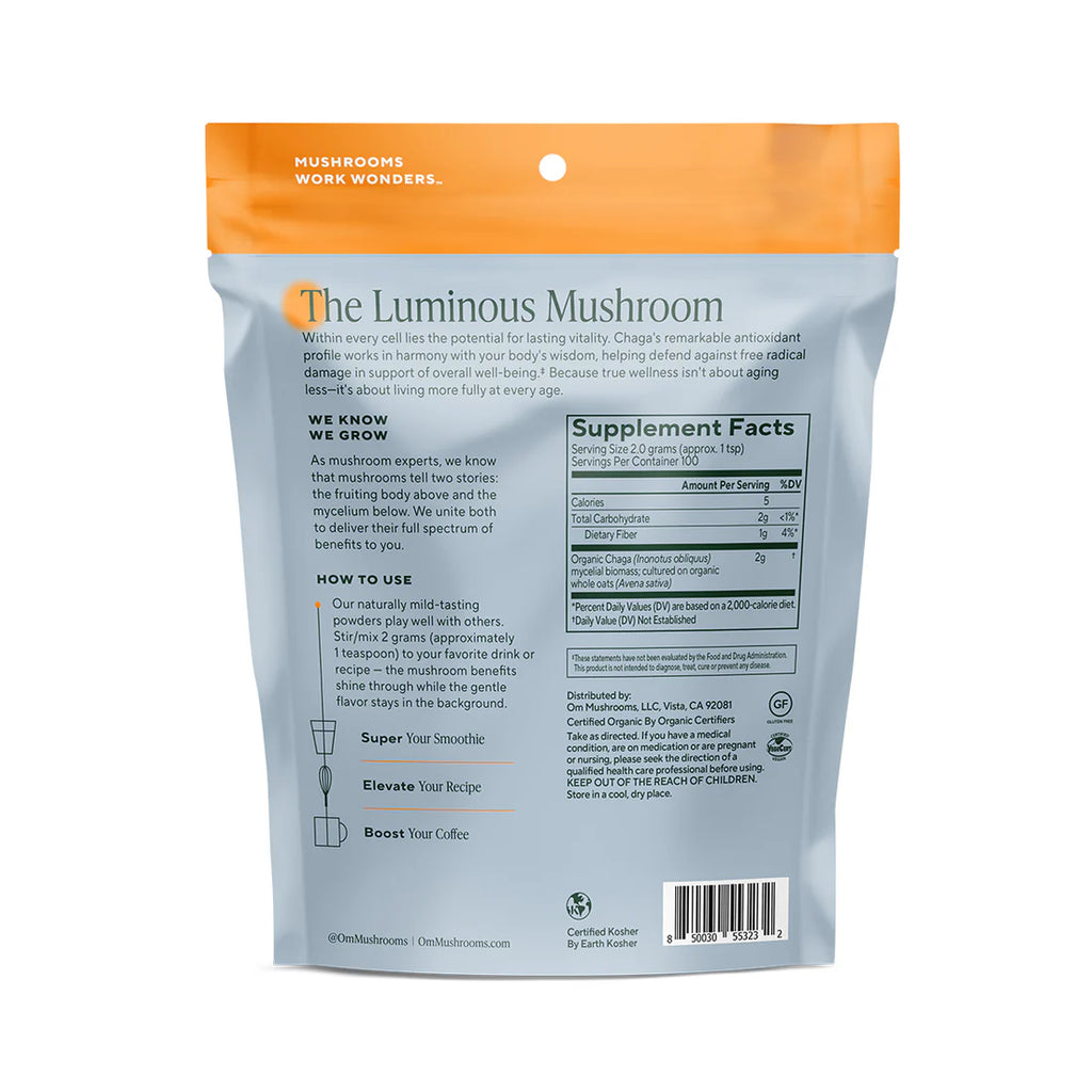Om Mushroom Superfood - Chaga Organic Mushroom Powder - 100g - 50 Servings image 4
