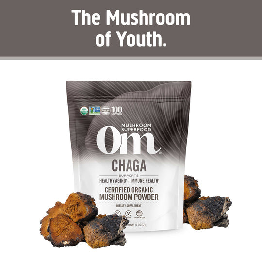Om Mushroom Superfood - Chaga Organic Mushroom Powder - 200g - 100 Servings image 2