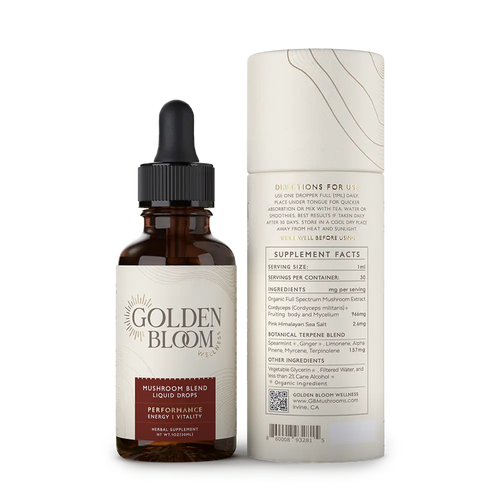 Golden Bloom Wellness - Performance Cordyceps Mushroom Tincture - 30mL - 30 Servings image 1