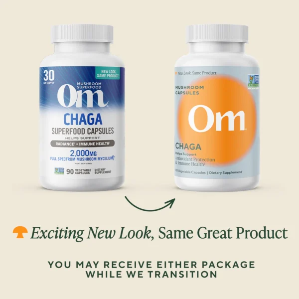 Om Mushroom Superfood - Chaga Mushroom Capsules - 90ct - 30 Servings - Image 3