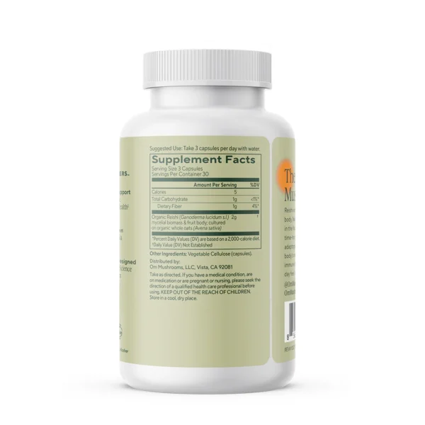 Om Mushroom Superfood - Reishi Mushroom Capsules - 90ct - 30 Servings - Image 2