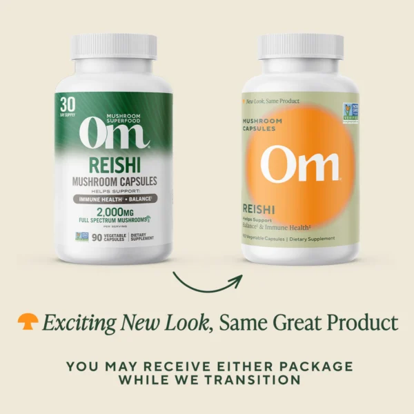 Om Mushroom Superfood - Reishi Mushroom Capsules - 90ct - 30 Servings - Image 3