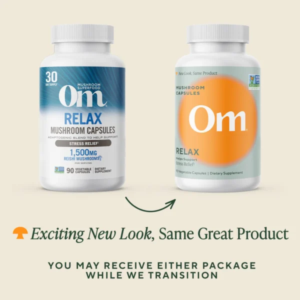 Om Mushroom Superfood - Relax Mushroom Capsules - 90ct - 30 Servings - Image 3