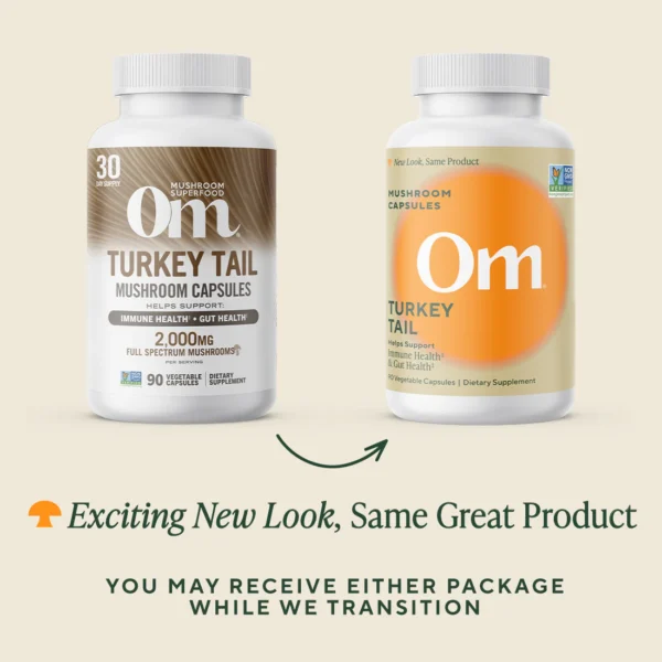Om Mushroom Superfood - Turkey Tail Mushroom Capsules - 90ct - 30 Servings - Image 3