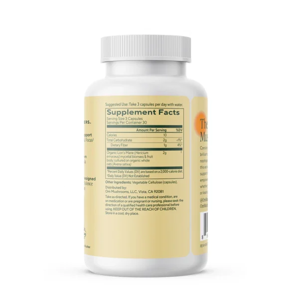 Om Mushroom Superfood - Lion’s Mane Mushroom Capsules - 90ct - 30 Servings - Image 2