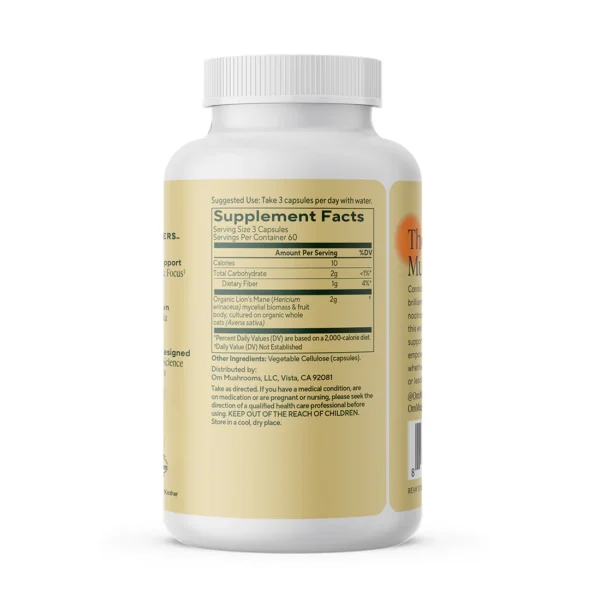 Om Mushroom Superfood - Lion’s Mane Mushroom Capsules - 90ct - 30 Servings - Image 3