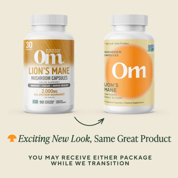 Om Mushroom Superfood - Lion’s Mane Mushroom Capsules - 90ct - 30 Servings - Image 4