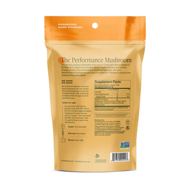 Om Mushroom Superfood - Cordyceps Organic Mushroom Powder - 100g - 50 Servings - Image 4