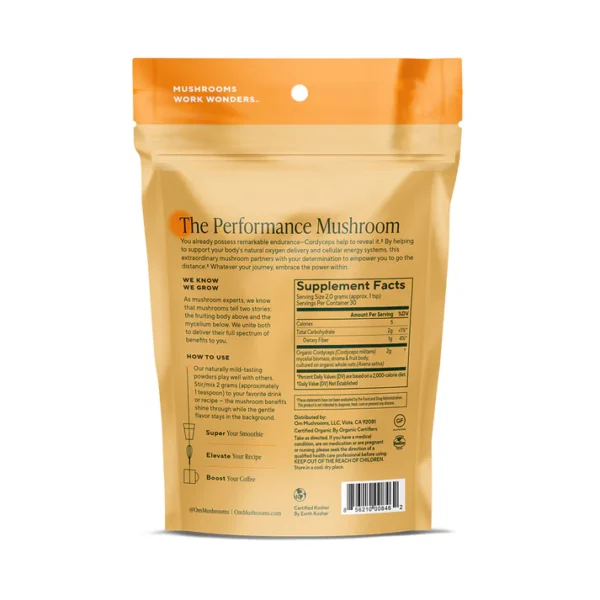 Om Mushroom Superfood - Cordyceps Organic Mushroom Powder - 100g - 50 Servings - Image 5